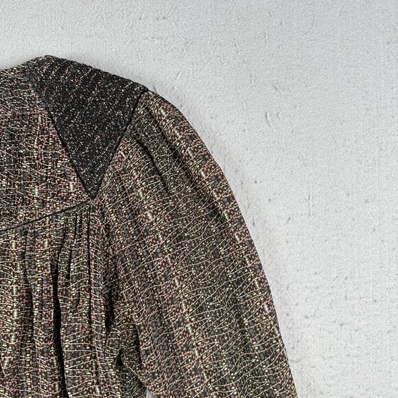 Isabel Marant Blouse 42 Sheer Peasant Boho Wita Smocked Silk Top Prairie - Picture 15 of 16